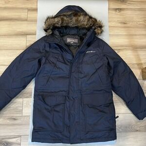 NAVY BLUE 80s EDDIE BAUER PREMIUM DOWN MENS  POLAR PARKA SIZE XL